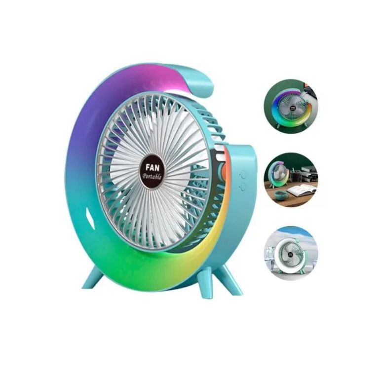 Ventilador Portátil de Escritorio con Luz RGB