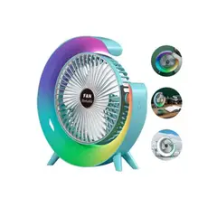 GENERICO - Ventilador Portátil de Escritorio con Luz RGB