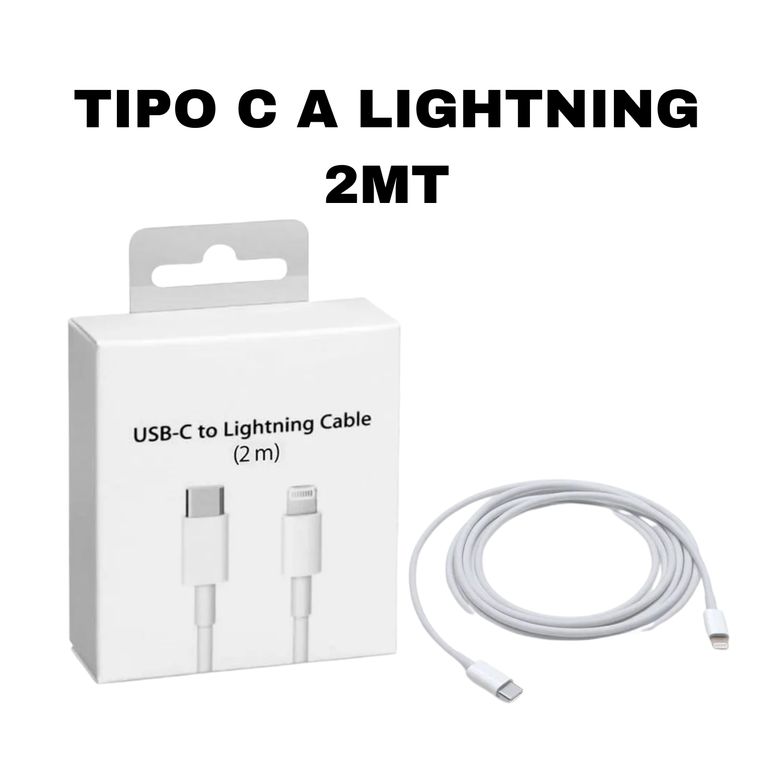 CABLE DE CARGA TIPO C A LIGHTNING CAJA 2 METROS