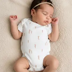 ECOBEBE - Body Bebé Manga Corta Caballitos de Mar 100% Algodón Orgánico