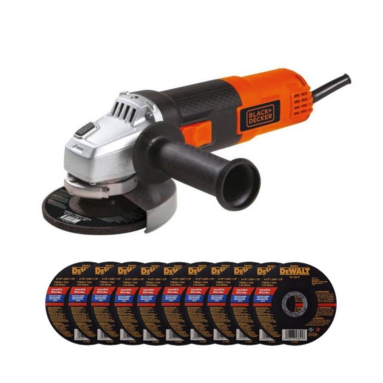 Amoladora Angular 820w + 10 Discos Black + Decker G720-k1 Naranja 50hz/60hz