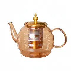 PANORAMA HOGAR - TETERA CON FILTRO VIDRIO AMBAR TEXTURIZADO