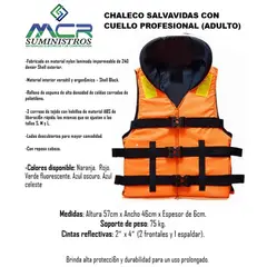 GENERICO - FLOTADOR O CHALECO SALVAVIDAS PROFESIONAL CON CUELLO TALLA S ADULTO