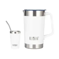 KOTIINI - Jarra térmica acero inoxidable 2L + vaso 140ml blanco