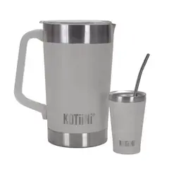KOTIINI - Jarra térmica acero inoxidable 2L + vaso 140ml gris