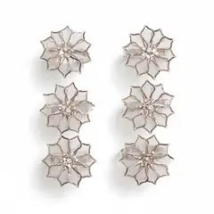 PANORAMA HOGAR - SETX6 AROS PARA SERVILLETAS DISEÑO FLOR PLATEADA