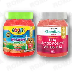 GENERICO - PACK 2 GOMITAS ZINC QUELADO NIÑOS + DHA ACIDO FOLICO SOTTCORLABS