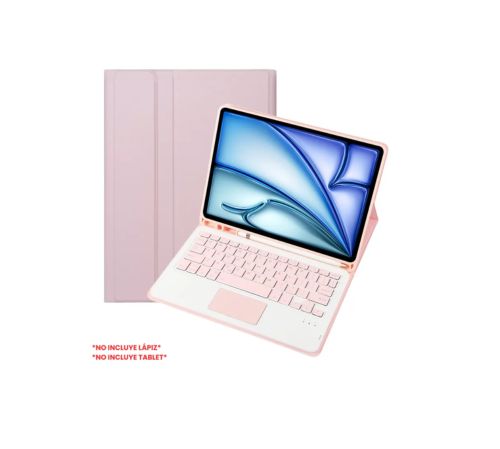 Funda con Teclado TouchPad Bluetooth Para Ipad A16 11Va Gen rosada