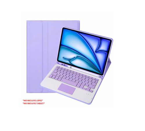 Funda con Teclado TouchPad Bluetooth Para Ipad A16 11Va Gen LILA