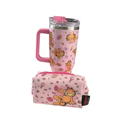 GENERICO - SET MUG Tomatodo rosado Garfield 1200 ml + neceser