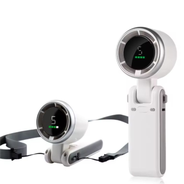 Ventilador Portátil Con Cuellera Recargable Alta Velocidad Pantalla LED 5 Niveles