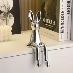 GENERICO - Conejo en Resina Plateada  Moderno minimalista