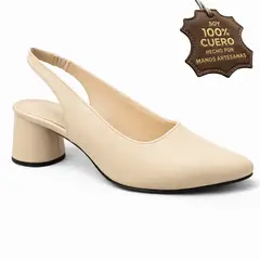GENERICO - Zapato de vestir de dama cuero beige nude oficina stilleto verano