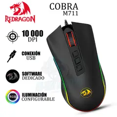 REDRAGON - MOUSE GAMER COBRA M711 8 BOTONES 10 000 DPI RGB - USB