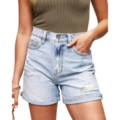 TIOZONEY - Pantalones cortos de mezclilla de tiro medio