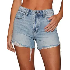 TIOZONEY - Shorts de mezclilla rectos con rotos