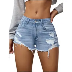 TIOZONEY - Pantalones cortos de mezclilla versátiles