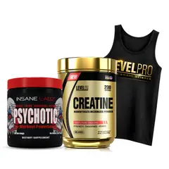 LEVEL PRO - Creatina 500 g + Psychotic Rojo 30 Serv - Fruit Punch + Bividi