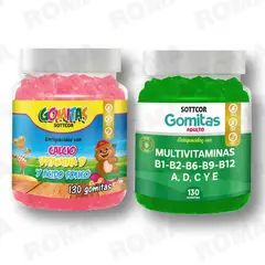 GENERICO - PACK 2 GOMITAS CALCIO NIÑOS + MULTIVITAMINAS ADULTOS SOTTCORLABS