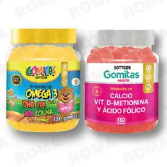 GENERICO - PACK 2 GOMITAS OMEGA 3 NIÑOS + CALCIO ADULTOS SOTTCORLABS
