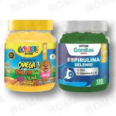 GENERICO - PACK 2 GOMITAS OMEGA 3 NIÑOS + ESPIRULINA ADULTOS SOTTCORLABS