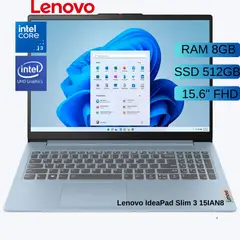 LENOVO - Laptop ,IDEAPAD SLIM 3 15IAN8 , intel Core i3 N305 , Ram 8GB, SSD 512GB, 15.6" FHD.