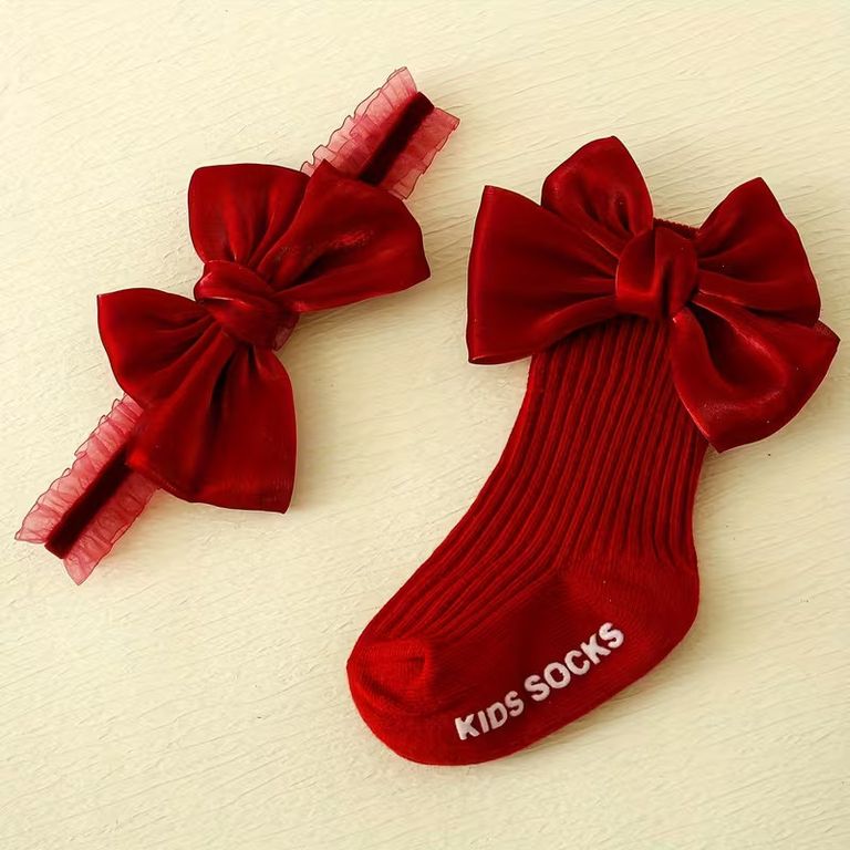 CALCETINES BEBE DE NAVIDAD + VINCHA (0 MESES HASTA 12 MESES)