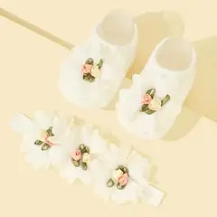 GENERICO - CALCETINES PARA BEBE DE NAVIDAD Y BAUTIZOS + VINCHA (0 MESES HASTA 12 MESES )