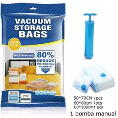 GENERICO - Set de bolsas de compresión al Vacío con Succionador Manual de aire