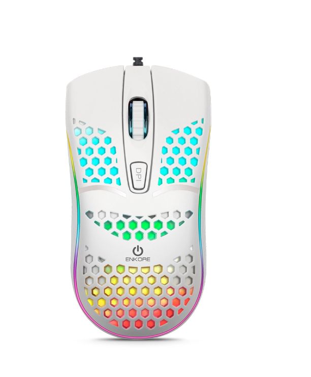 Mouse Gamer LED Alámbrico 1600DPI Blanco Geox Ingravide EKM 121W