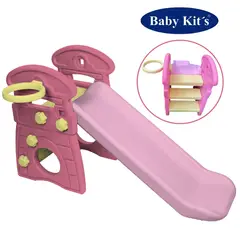 BABY KITS - Tobogan Resbaladera con Cesta de básquet Rosado