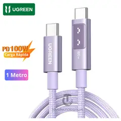 UGREEN - Cable Type C Carga Rápida 100W con Pantalla Digital para iPhone 17 16 15 Pro Max Samsung Honor Xiaomi
