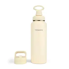 TENAYA - Tomatodo botella 1200ml acero 2 tapas - Crema