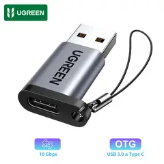 UGREEN - Adaptador Convertidor Type C Hembra a USB A 10Gbps Carga Rápida 3A
