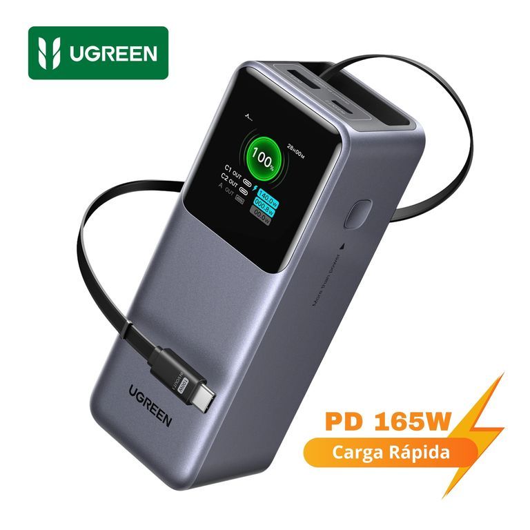Power Bank 20000mAh Nexode 165W - Carga Rápida Laptop USB-C Retráctil y Pantalla TFT