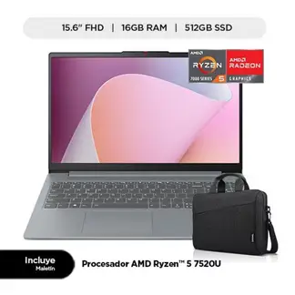 LENOVO - Laptop IdeaPad Slim 3 15AMN8 82XQ00N6LM 15.6" FHD TN Ryzen 5 7520U 16GB 512GB SSD