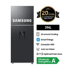 SAMSUNG - Refrigeradora 394LT Top Freezer Ice Maker con dispensador RT42DG6770B1PE Negro