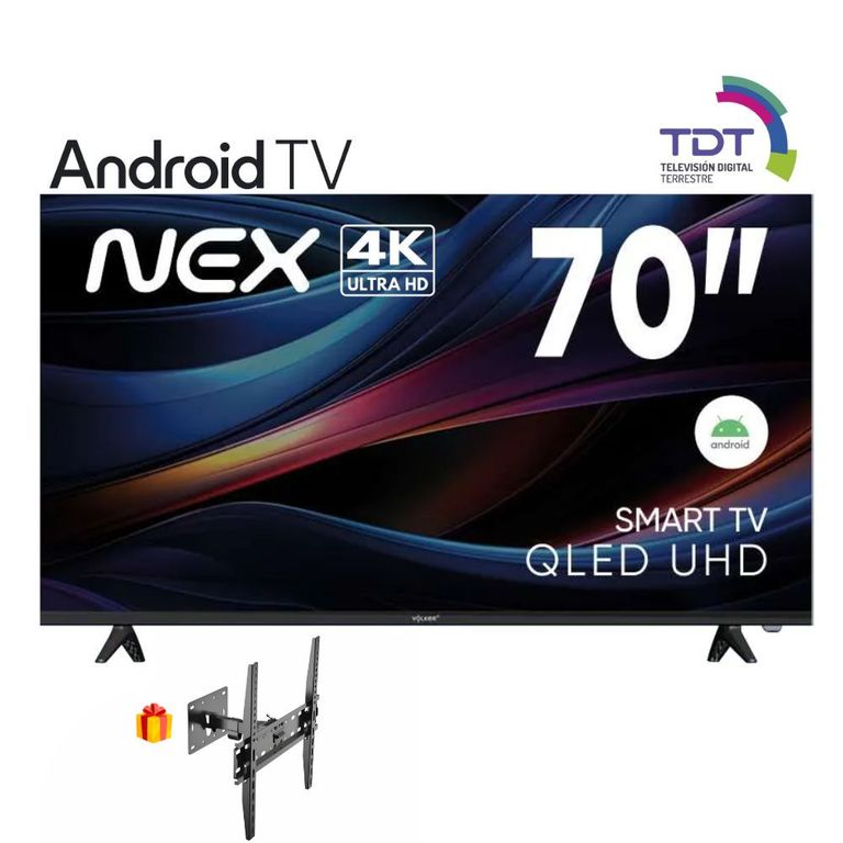 Televisor QLED 70 4K ULTRA HD ANDROID TV TVQLED70S +RACK GIRATORIO