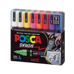 POSCA - Pack PC-5BR 16C Básico x 16 Marcadores Punta Brush