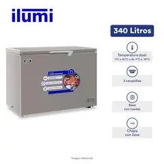 ILUMI - TFI-3400DG - Congelador Horizontal Con Tina De Acero Inoxidable 340Lt Silver