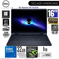 DELL - Laptop Alienware Aurora 16 Intel Core 7-240H 32GB RAM 1TB SSD 16" WQXGA RTX5060-8GB WIN11