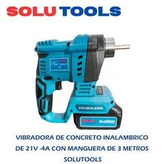 GENERICO - VIBRADORA DE CONCRETO INALAMBRICO DE 21V -4A CON MANGUERA DE 3 METROS – SOLUTOOLS