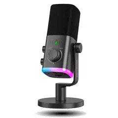 FIFINE - Micrófono dinámico USBXLR AmpliGame AM9 con RGB