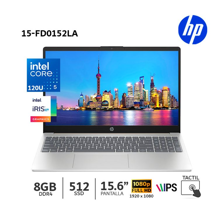 Laptop 15-fd0152la Intel Core 5-120U 8Gb Ram 512Gb SSD 156 Pantalla táctil FHD - B9TS2LA