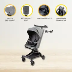 CARESTINO - Coche Maleta para Bebés «BUGGY» Gris Lobo