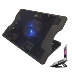 GENERICO - Soporte para Laptop con Ventilador LED y Altura Ajustable Color Negro