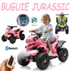 GENERICO - Nuevo Buguie a Bateria Jurassic con control y Bluetooth -Rosado