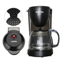 PRACTIKA - Combo Cafetera Vicenza 10 Tazas + Mini Waflera Negra