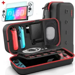 GENERICO - 02 MICAS + Mini Maleta Funda para Nintendo Switch OLED estuche case
