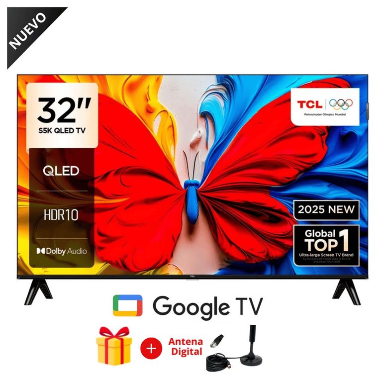 Televisor QLED 32 FHD Google Tv 32S5K + Antena Digital